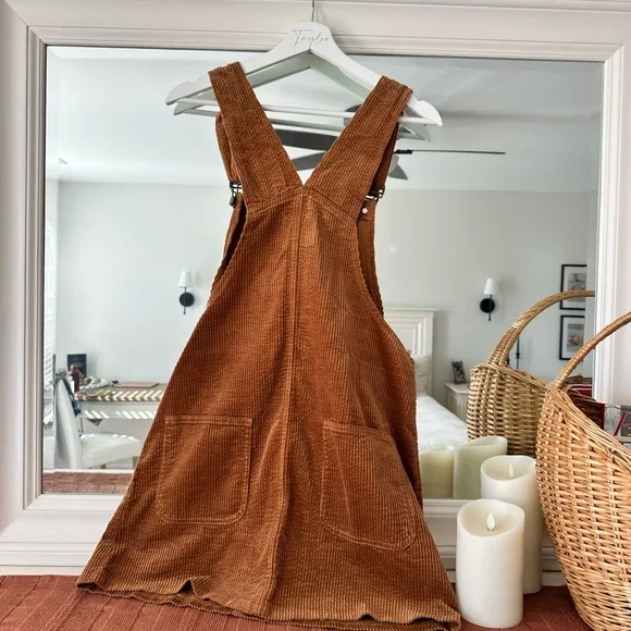 Rewash Corduroy Pinafore in Camel Brown - Picture 4 of 5